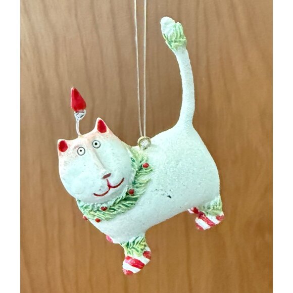 Krinkles Dept 56 Patience Brewster White Cat Christmas Ornament 1.5” - Picture 1 of 3